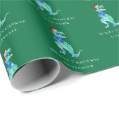 Weihnachts T-Rex Dino Personalisierter Junge Name Geschenkpapier (Rolleneckpunkt)