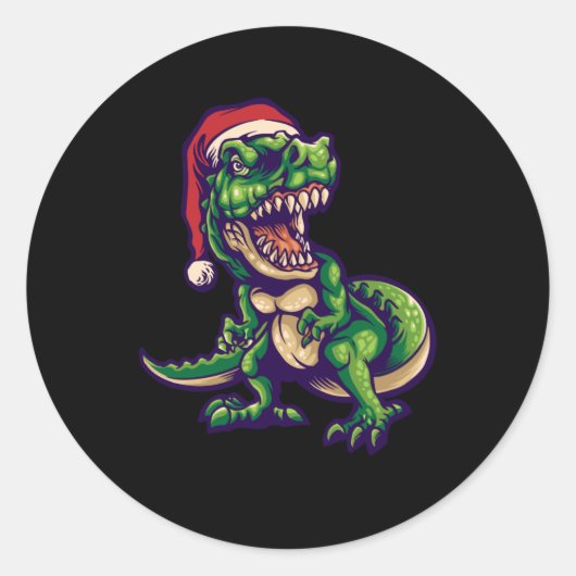 Weihnachts T-rex Dinosaur | Dinosaurier-Design Runder Aufkleber (Vorderseite)
