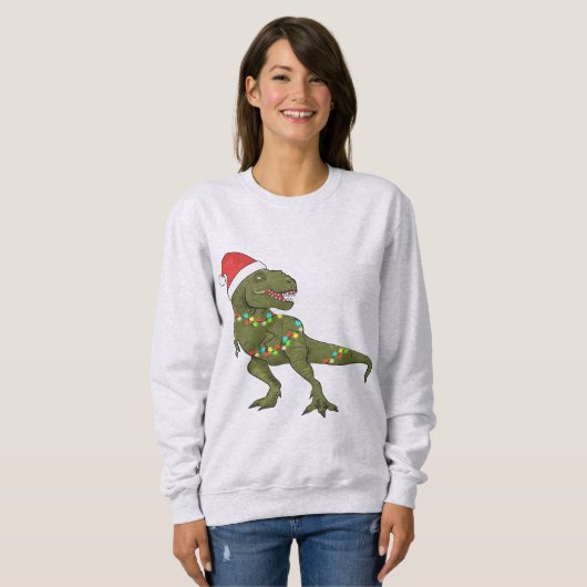 Weihnachts-T-Rex-Dinosaurier Weihnachtswitscher Sweatshirt (Vorne ganz)