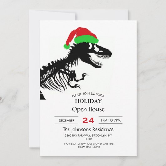 Weihnachts T-Rex Einladung (Vorderseite)