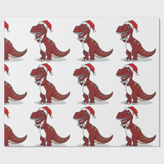 Weihnachts T-Rex Geschenkpapier (Flach)