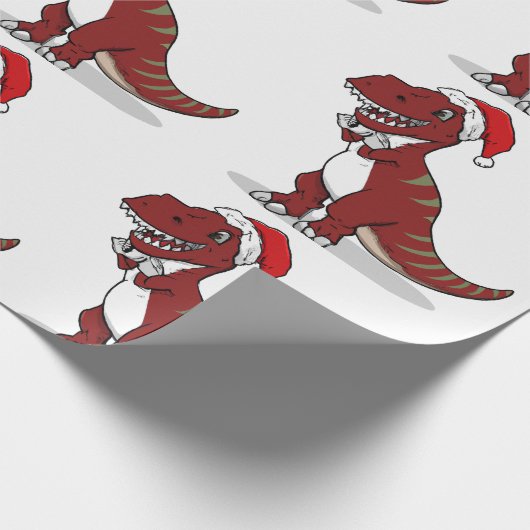 Weihnachts T-Rex Geschenkpapier (Ecke)
