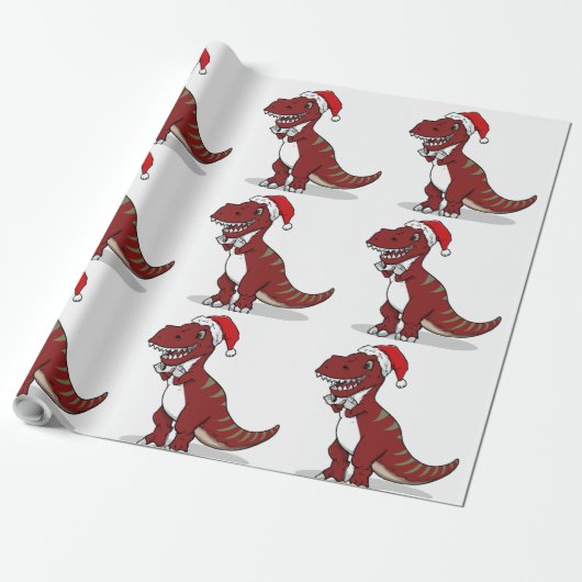Weihnachts T-Rex Geschenkpapier (Ungerollt)