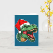 Weihnachts-T-Rex  Karte (Gelbe Blume)