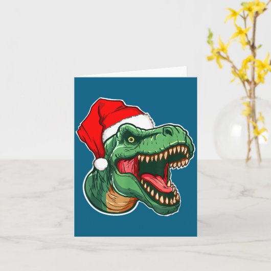 Weihnachts-T-Rex  Karte (Gelbe Blume)
