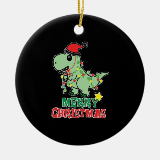 Weihnachts-T-rex-Top Keramik Ornament (Vorne)