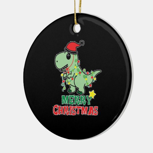 Weihnachts-T-rex-Top Keramik Ornament (Links)