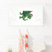 Weihnachts-T-Rex trägt Weihnachtsbaum Banner (Insitu)