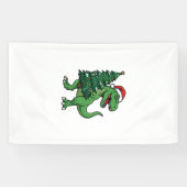 Weihnachts-T-Rex trägt Weihnachtsbaum Banner (Horizontal)