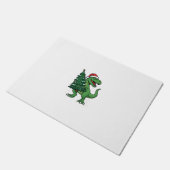 Weihnachts-T-Rex trägt Weihnachtsbaum Fußmatte (Schrägansicht)