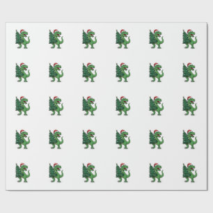 Weihnachts-T-Rex trägt Weihnachtsbaum Geschenkpapier