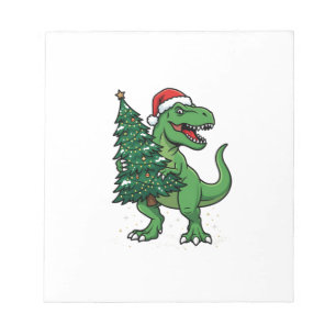 Weihnachts-T-Rex trägt Weihnachtsbaum Notizblock