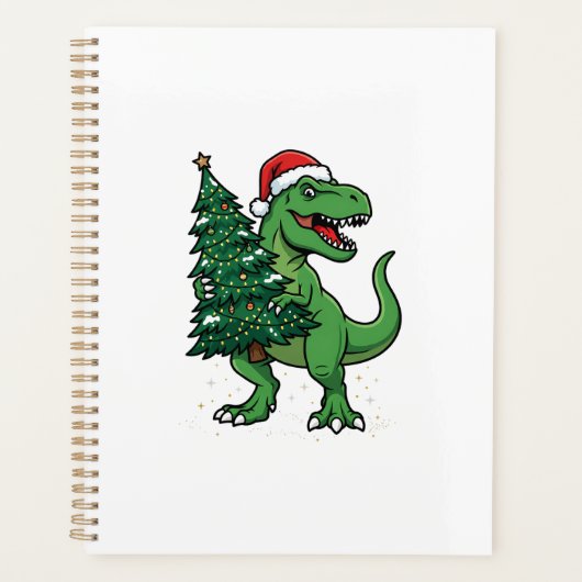 Weihnachts-T-Rex trägt Weihnachtsbaum Planer (Vorderseite)