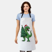 Weihnachts-T-Rex trägt Weihnachtsbaum Schürze (Getragen)