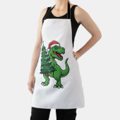 Weihnachts-T-Rex trägt Weihnachtsbaum Schürze (InSitu)