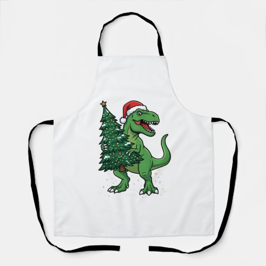 Weihnachts-T-Rex trägt Weihnachtsbaum Schürze (Vorderseite)
