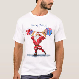 Weihnachts-T - Shirt Bodybuilder Santa mit Geschen