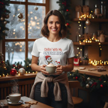 Weihnachts-T-Shirt für Damen | Süßes Schneemann-De