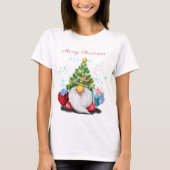 Weihnachts-T - Shirt Happy Gnome mit Geschenk (Vorderseite)