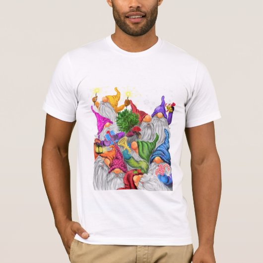 Weihnachts-T - Shirt mit Gnome-Party (Vorderseite)