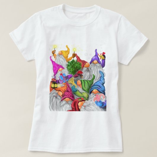 Weihnachts-T - Shirt mit Happy Gnome Party (Design vorne)