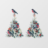 Weihnachts-T-Shirt mit Red Robin Fensteraufkleber (Blatt)