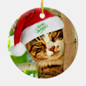 Weihnachts Tabby Katze in einem Baum Keramik Ornament (Hinten)