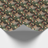 Weihnachts Tabby Katze In Holiday Tree Geschenkpapier (Ecke)