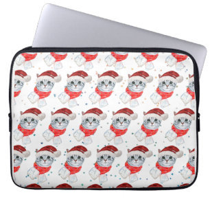 Weihnachts-Tabby-Katze mit rotem Schal für Tierlie Laptopschutzhülle
