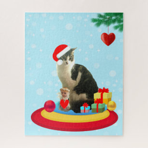 Weihnachts-Tabby-Katze und Engel Puzzle