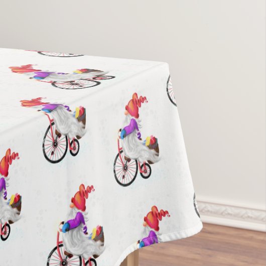 Weihnachts-Tabletts Gnome mit Fahrrad und Geschenk Tischdecke (Beispiel)