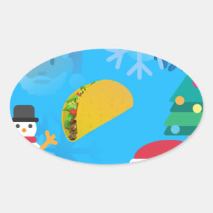 Weihnachts-Taco-Emoji Ovaler Aufkleber