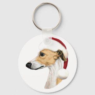 Weihnachts-Tan & White Weihnachtsmann Schlüsselanhänger