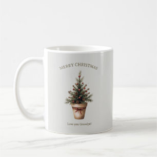 Weihnachts-Tannenzapfen-Baum rustikale Feiertagsde Kaffeetasse