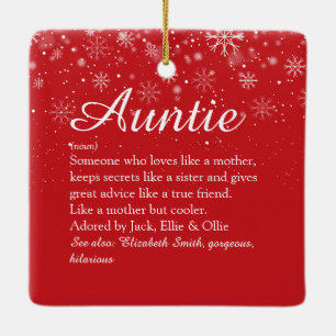 Weihnachts-Tante, Tante-Definition Schriftzug Feie Keramikornament