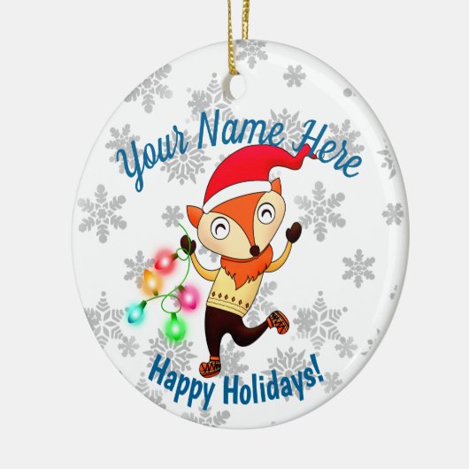 Weihnachts-Tanzfox Custom Keramik Ornament (Links)