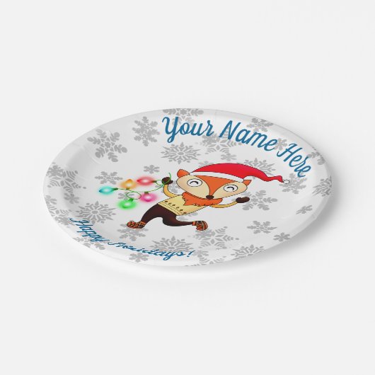 Weihnachts Tanzfox Custom Pappteller (Schrägansicht)