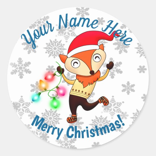 Weihnachts-Tanzfox Custom Runder Aufkleber (Vorderseite)