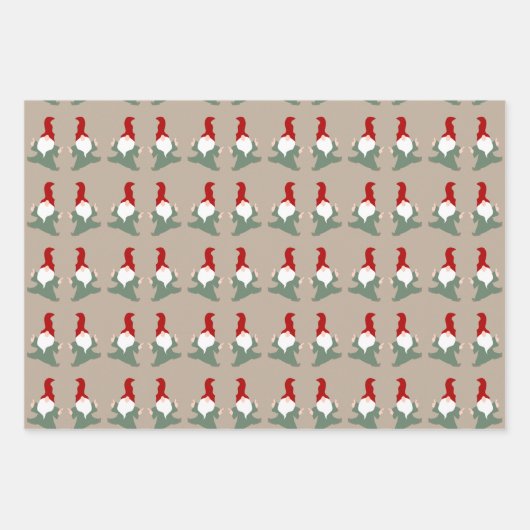 Weihnachts-Tanzgnomes festlicher Spaß Wrapp Geschenkpapier Set (Vorderseite)