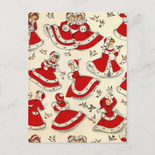 Weihnachts-Tanzmädchen im Vintage-Stil Feiertagspostkarte