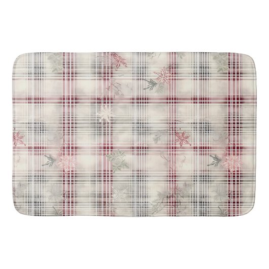 Weihnachts-Tartan-Blumendesign Serie #13 Badematte (Vorderseite)