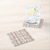 Weihnachts-Tartan-Blumendesign Serie #13 Rechteckiger Pappuntersetzer (Vor Ort)