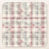 Weihnachts-Tartan-Blumendesign Serie #13 Rechteckiger Pappuntersetzer (Vorderseite)