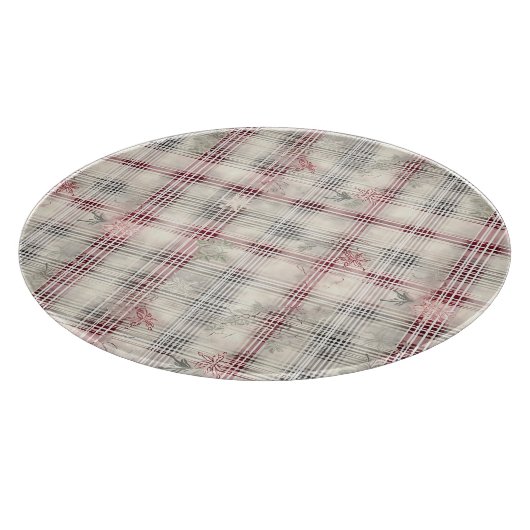 Weihnachts-Tartan-Blumendesign Serie #13 Schneidebrett (Ecke)