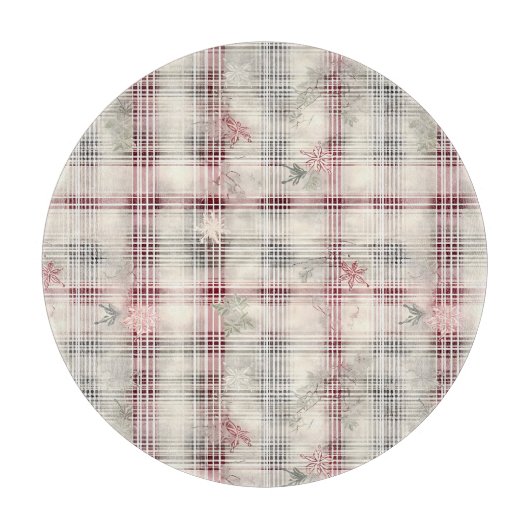 Weihnachts-Tartan-Blumendesign Serie #13 Schneidebrett (Vorderseite)