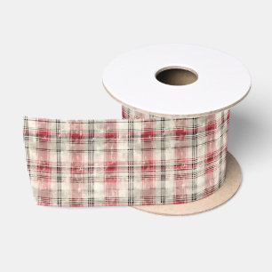 Weihnachts-Tartan-Blumendesign Serie #15 Satinband