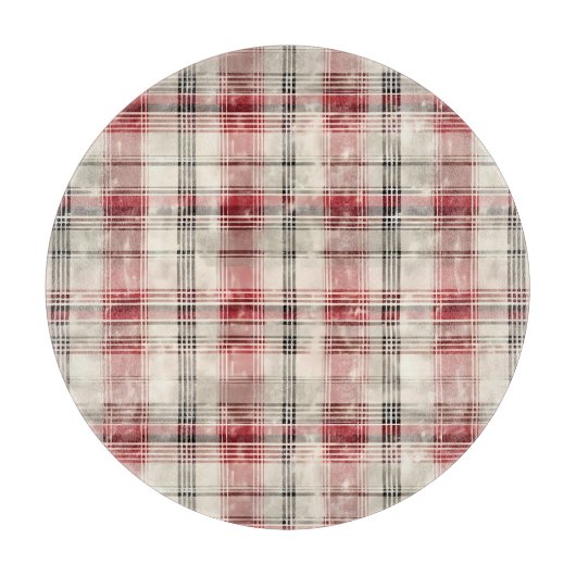 Weihnachts-Tartan-Blumendesign Serie #15 Schneidebrett (Vorderseite)
