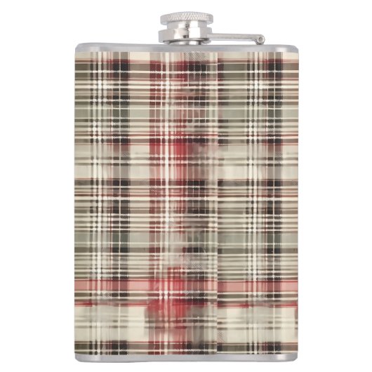 Weihnachts-Tartan-Blumendesign-Serie #2 Flachmann (Rückseite)