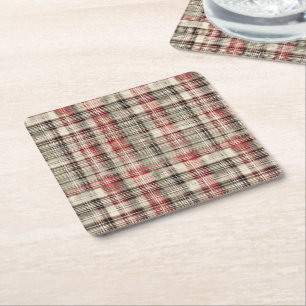 Weihnachts-Tartan-Blumendesign-Serie #2 Rechteckiger Pappuntersetzer