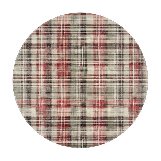 Weihnachts-Tartan-Blumendesign-Serie #2 Schneidebrett (Vorderseite)